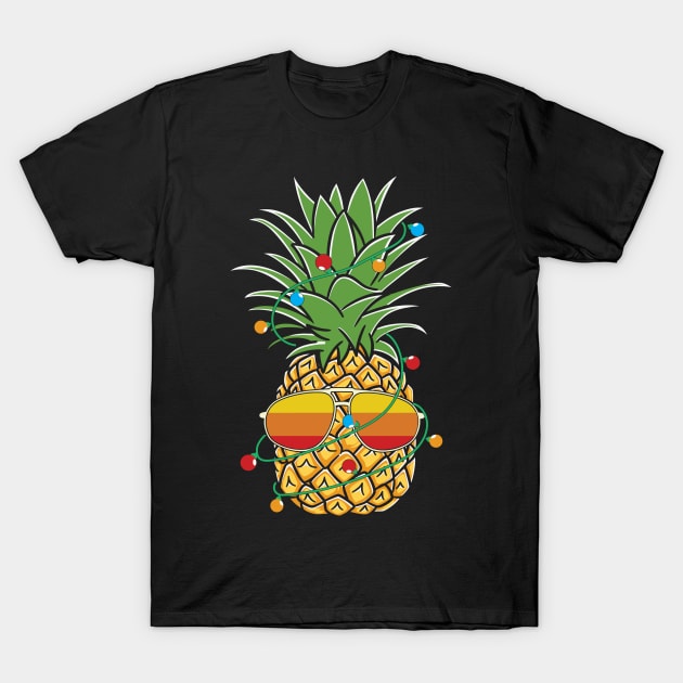 Cool Pineapple Christmas Tree T-Shirt by BadDesignCo